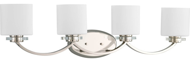 Nisse Collection 4-Light Polished Nickel Bath Light With K9 Glass Accents