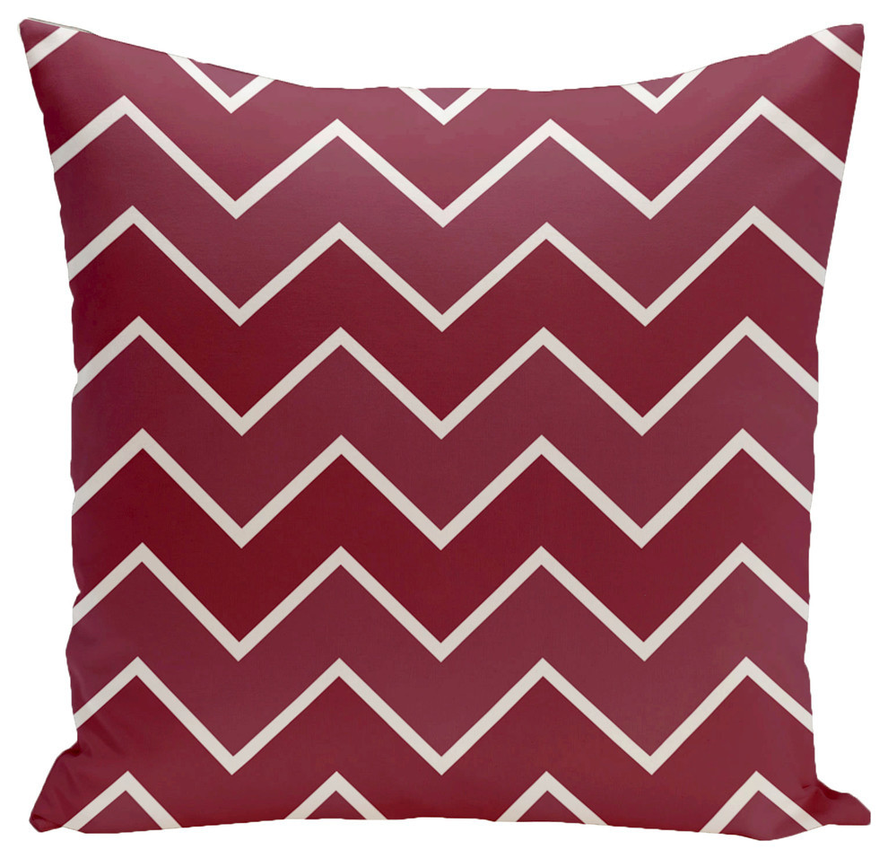 Cranberry and Mulled Blue Green Purple Red Silver Polyester Made in USA Square 20-inch Holiday Brights Multi Zig-zag Geometric Pillow 