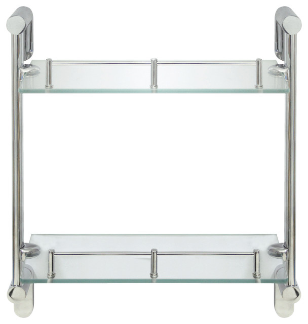 MODONA's 14¾” Double Glass Wall Shelf with Rail 5 Year Warranty