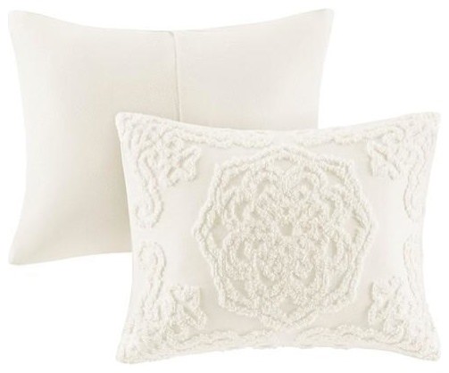 Madison Park 3 Piece Cotton Chenille Medallion Fringe Coverlet Set