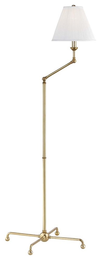 Classic No.1 Adjustable Floor Lamp With Off-White Silk Shade, Aged Brass