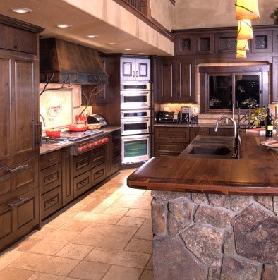 Example of a transitional kitchen design in Denver