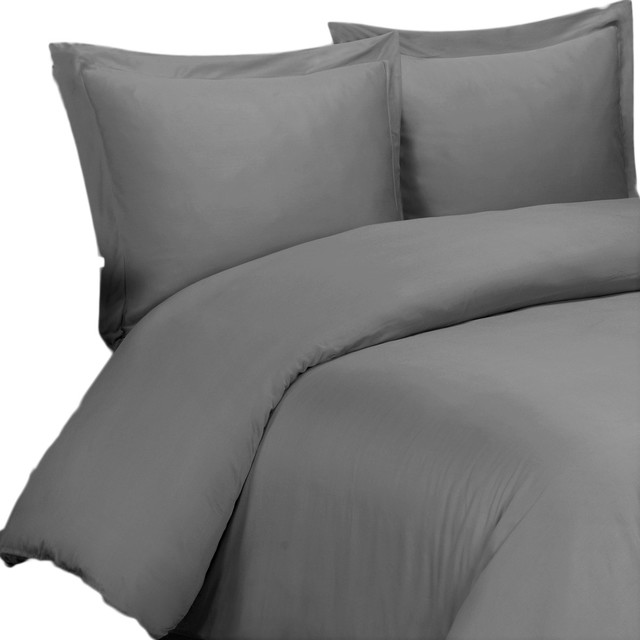 Soft Bamboo Cotton Hybrid Duvet Cover Set, King/Cal King Contemporary Duvet Covers And Duvet