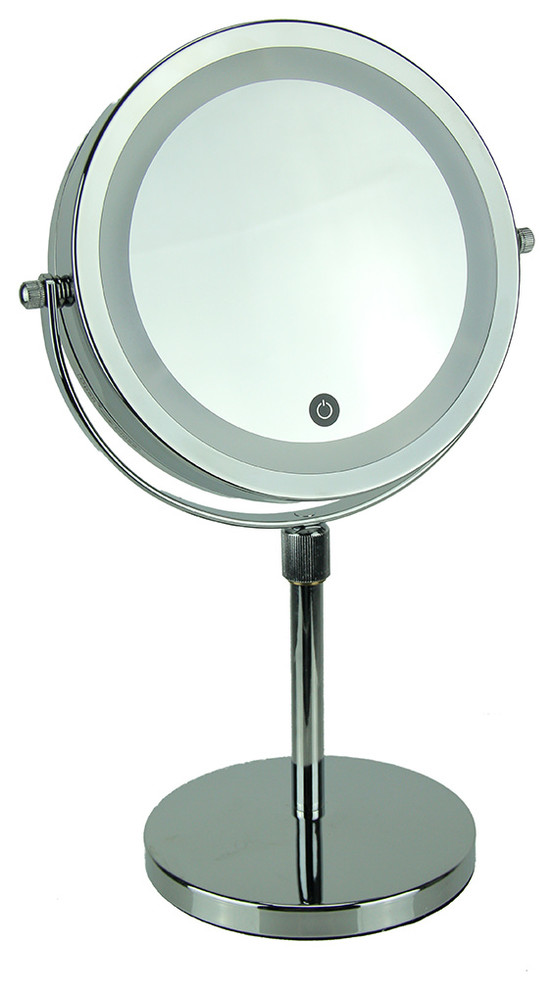 LED Lighted Cordless Vanity Mirror with 5X Magnification Contemporary