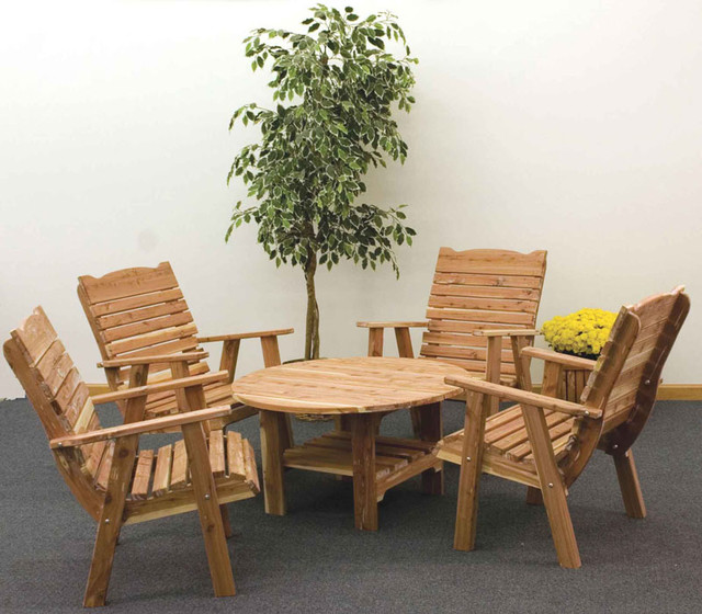 Cedar Chat Table And Chairs Traditional Patio Other By
