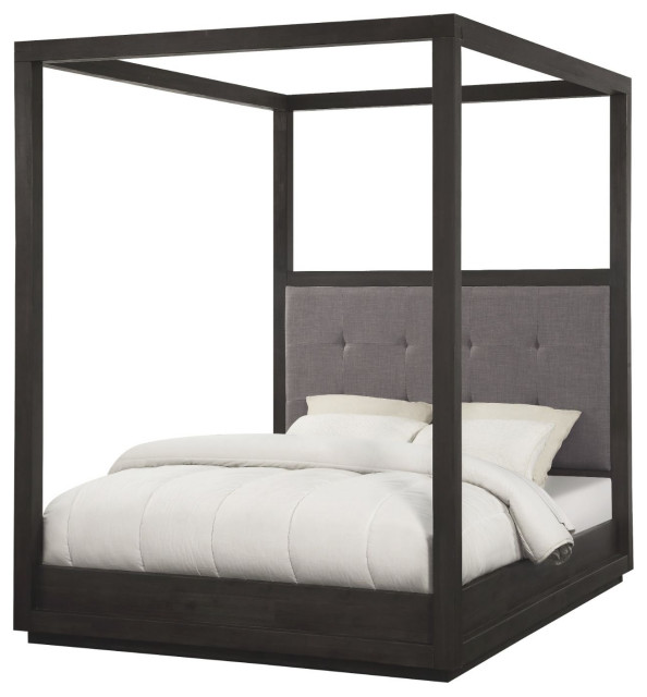 Modus Oxford Queen Canopy Bed in Basalt Grey, Queen Transitional