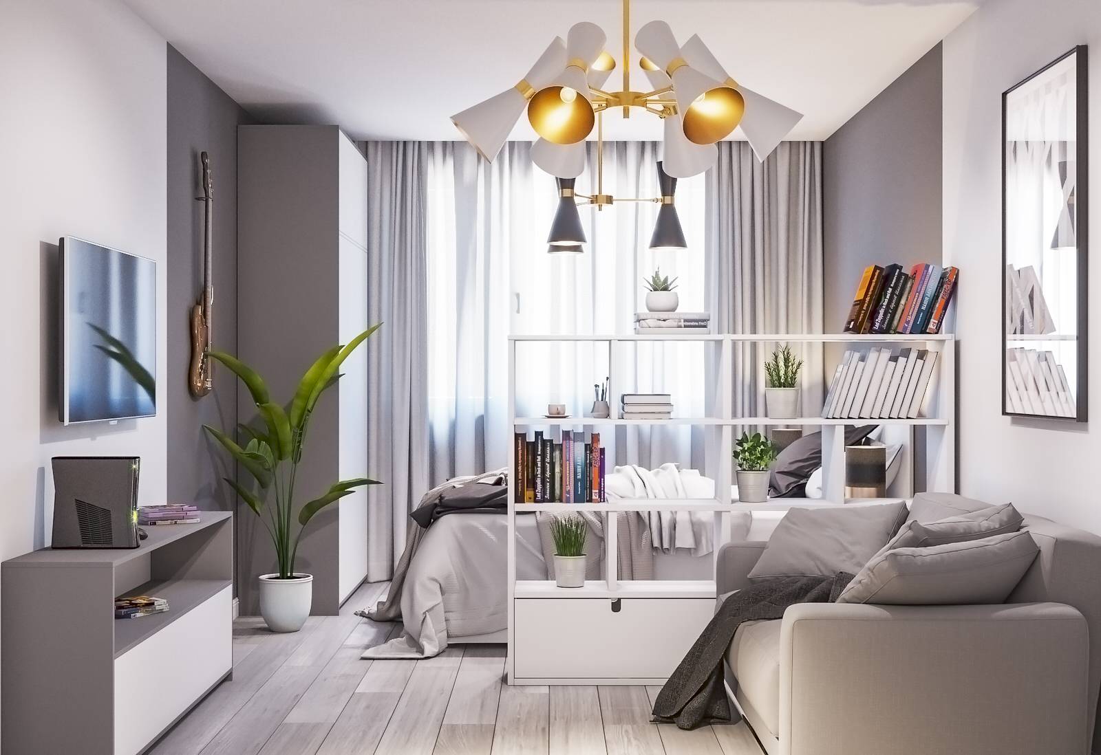 Однокомнатная квартира 35 квадратных метров в современном стиле