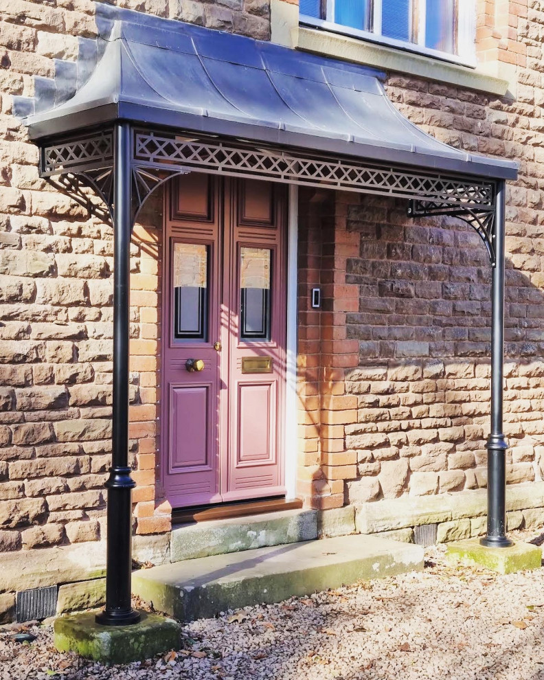 Double front door - large traditional double front door idea in West Midlands
