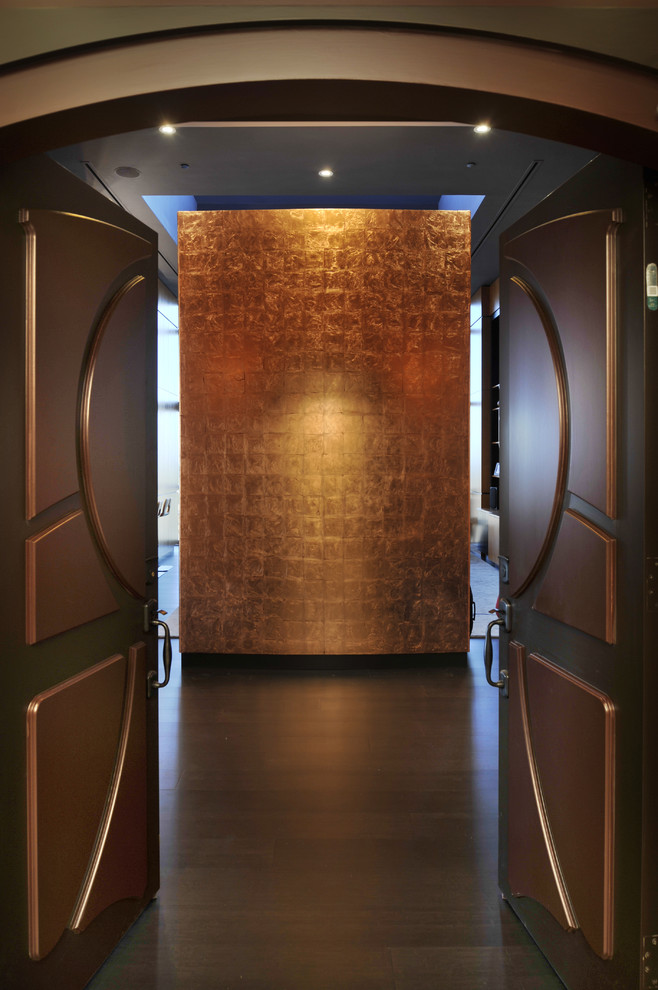 This is an example of a contemporary entryway in Nashville with a double front door.