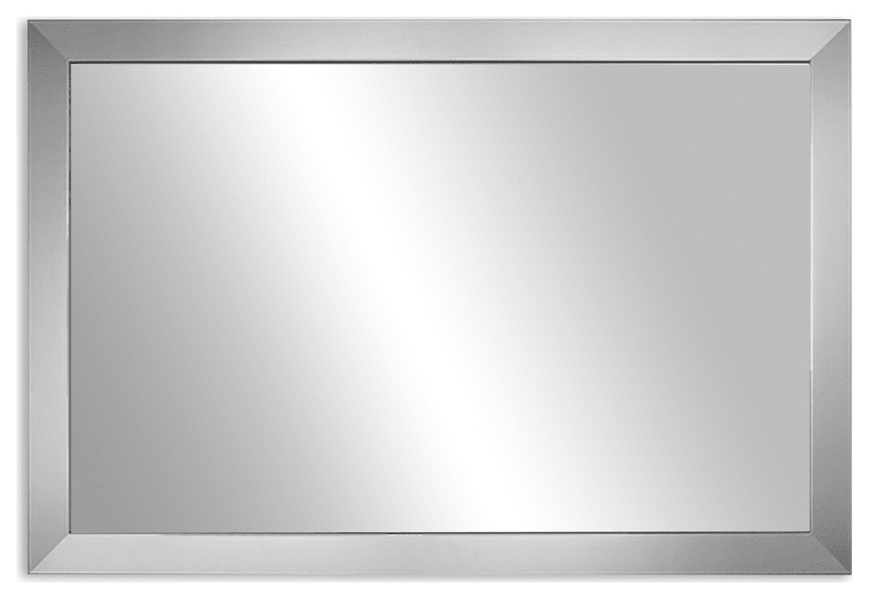 Meade Brushed Chrome Framed Mirror Transitional Bathroom Mirrors