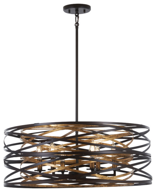 Minka Lavery 4673 Vortic Flow 6 Light 26"W Taper Candle - Dark Bronze with