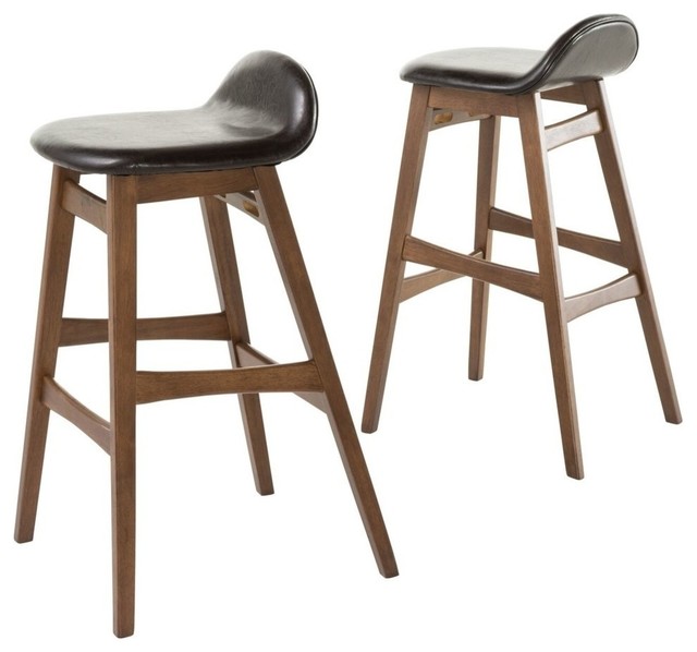 Gdf Studio Margaret Dark Brown Leather Walnut Finish Bar Stool Set Gdf Studio Margaret Dark Brown Leather Walnut Finish Bar Stool Set Of 2 Midcentury Stools And Counter By Gdfstudio