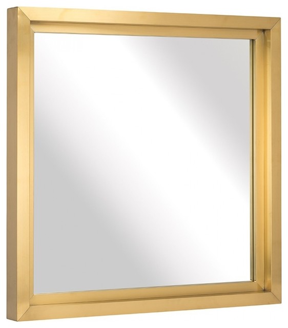 36 W Lenora Wall Mirror Gold Brushed Recessed Stainless Steel Frame Modern