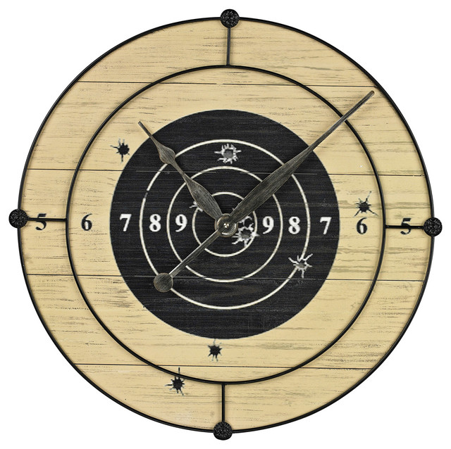 Sterling Industries Target Practice 20" Round Wall Clock, Black and Beige