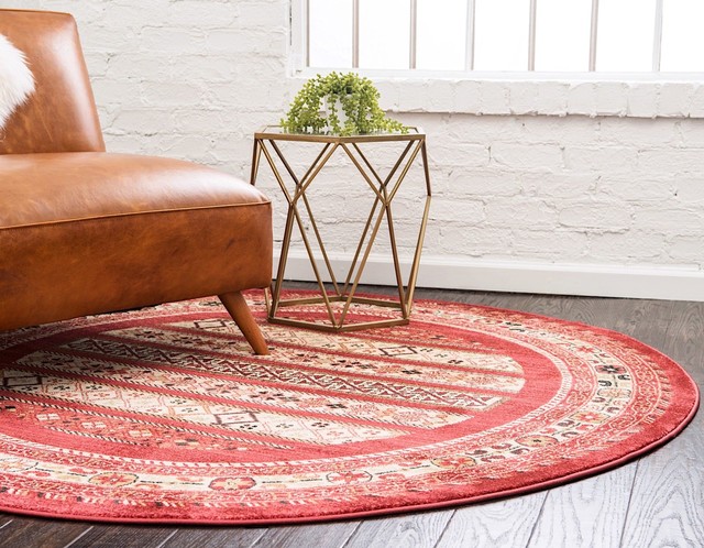 Deep Red Area Rug Contemporary Frederica Deep Red Area Rug, 5'x8' - Southwestern - Area ...