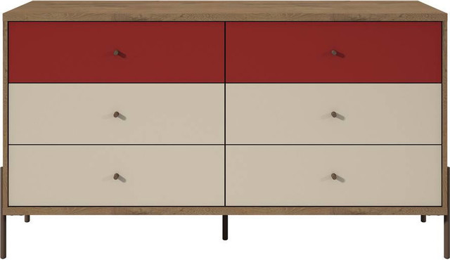 Joy 59" Wide Double Dresser With 6 Full Extension Drawers