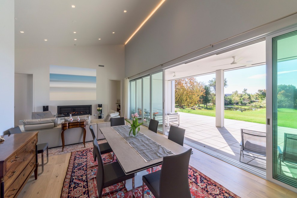 This is an example of a transitional dining room in San Diego.