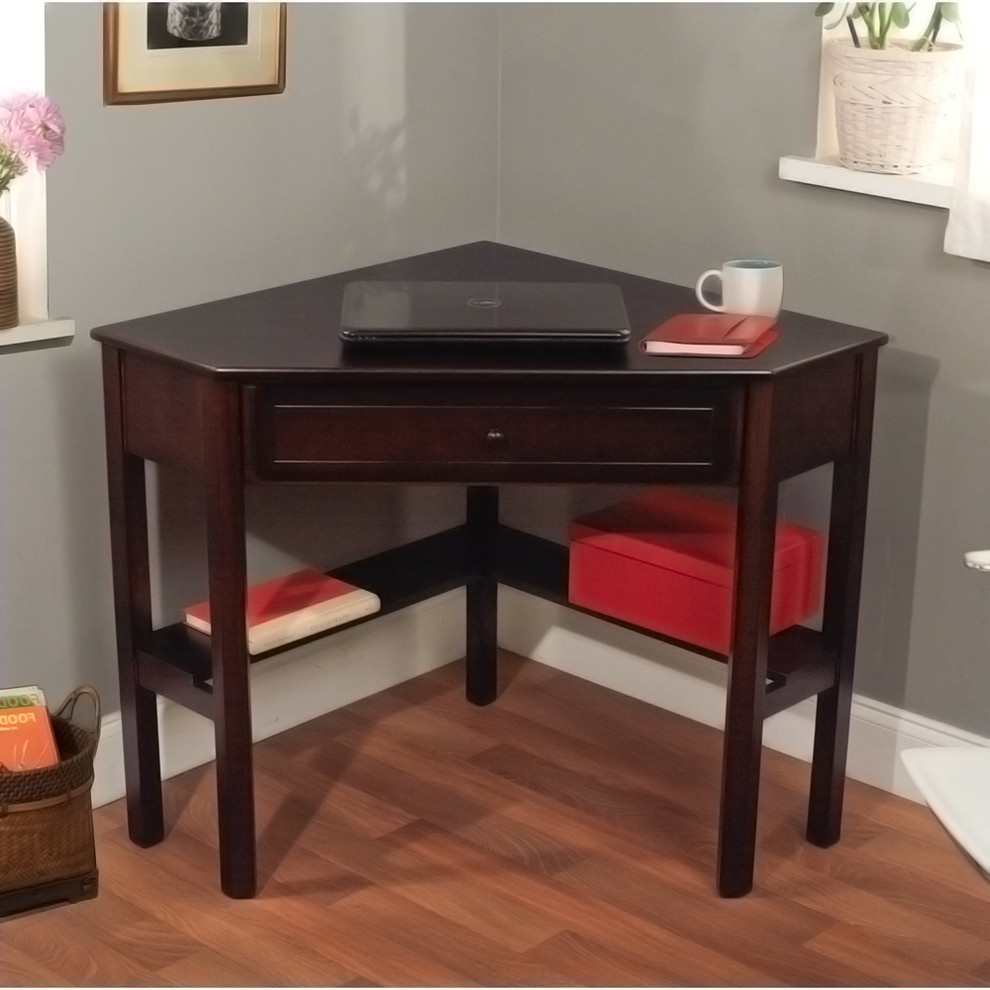 Simple Living Espresso Corner Writing Desk