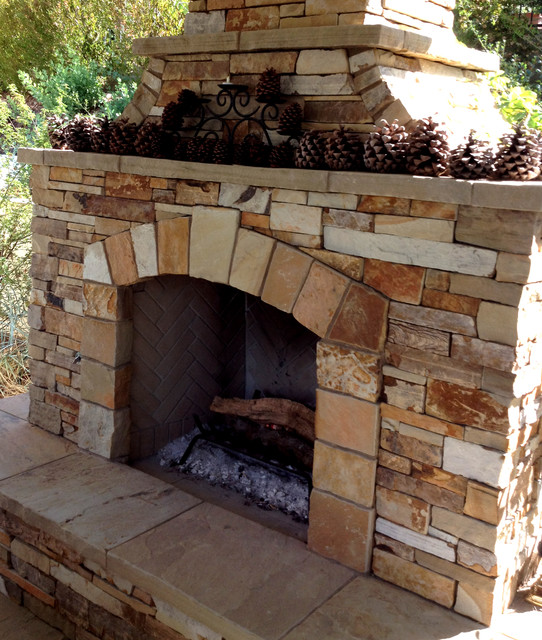 Flagstone fireplace