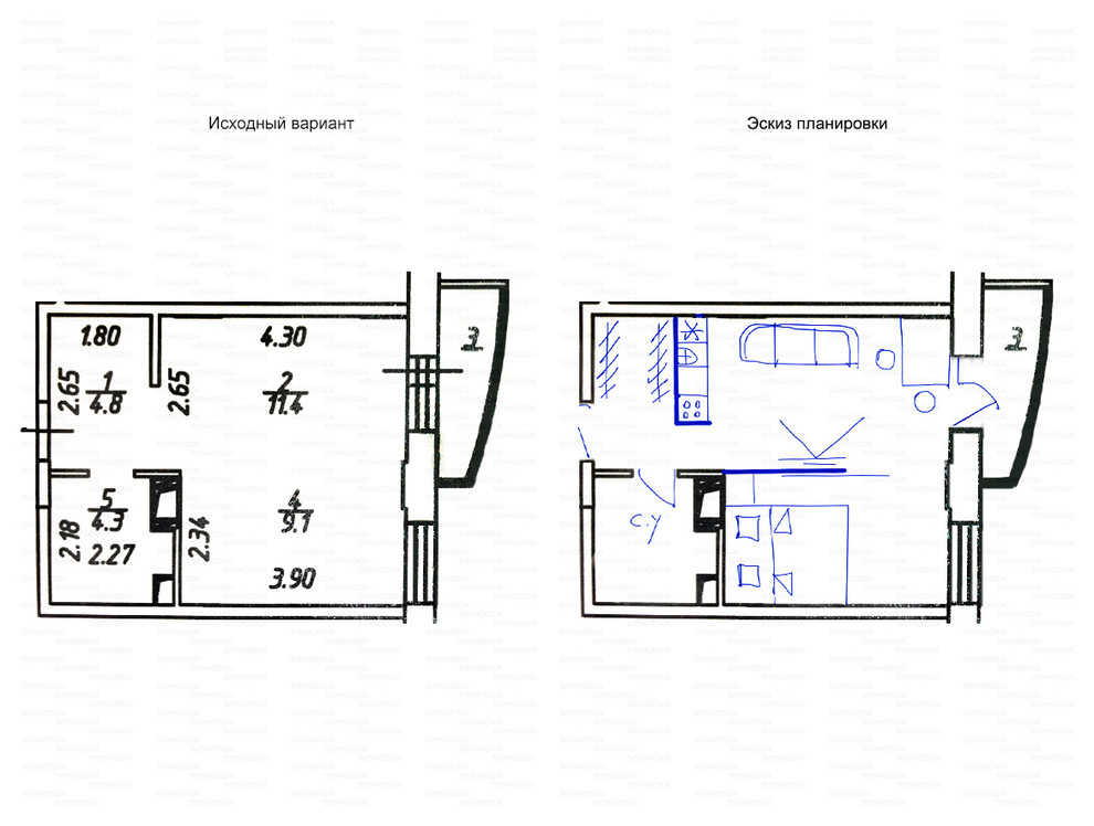 Идеи перепланировки для однокомнатных квартир