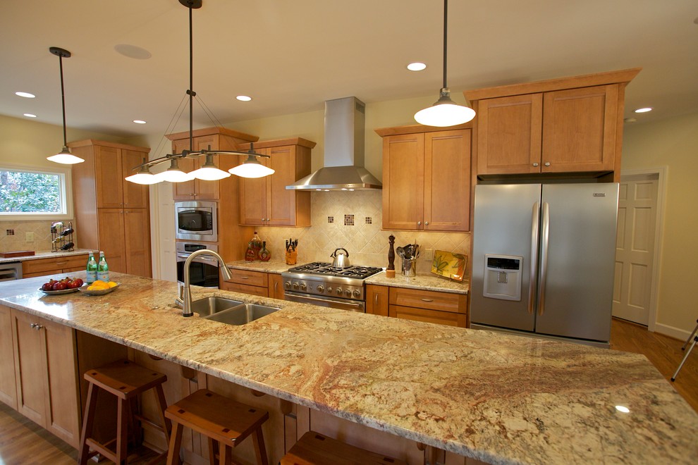 Example of a transitional kitchen design in Raleigh