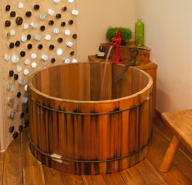 Round Cedar Soaking Tub Rustic Bathroom Dallas By Wright Built