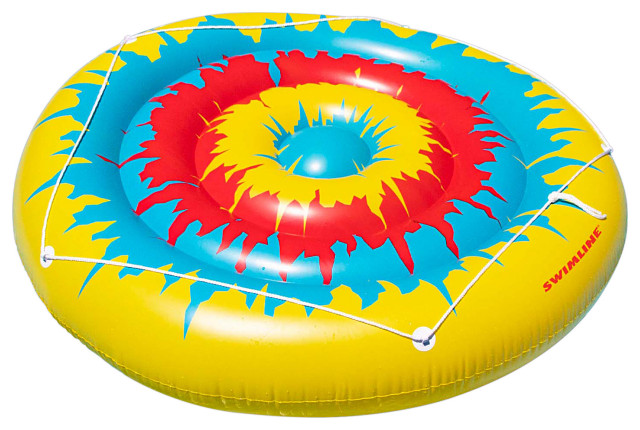72" Inflatable Multicolor Tie Dye Circular Swimming Pool Float