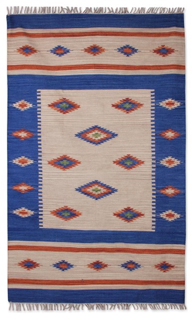 Diamond Star Wool Rug, 5x8 - Southwestern - Area Rugs - by NOVICA | Houzz
