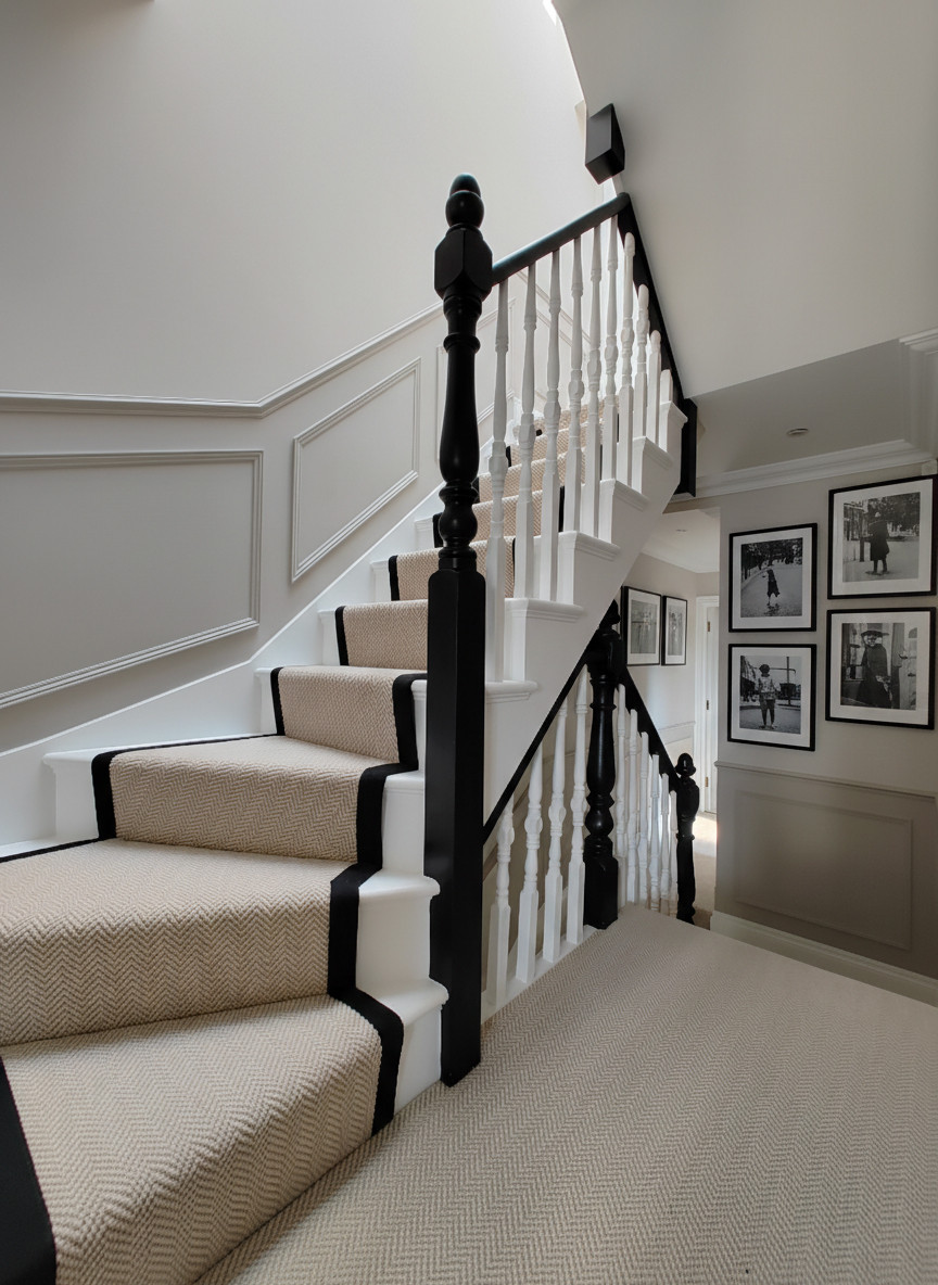 Victorian Hallway: Panelling, Bespoke Runner & Picture Gallery