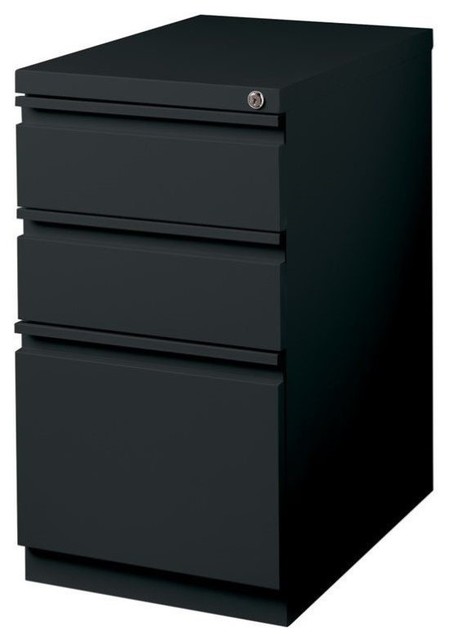 Hirsh 20-inch Deep Modern Metal Mobile Pedestal File 3-Drawer Box/File in Black