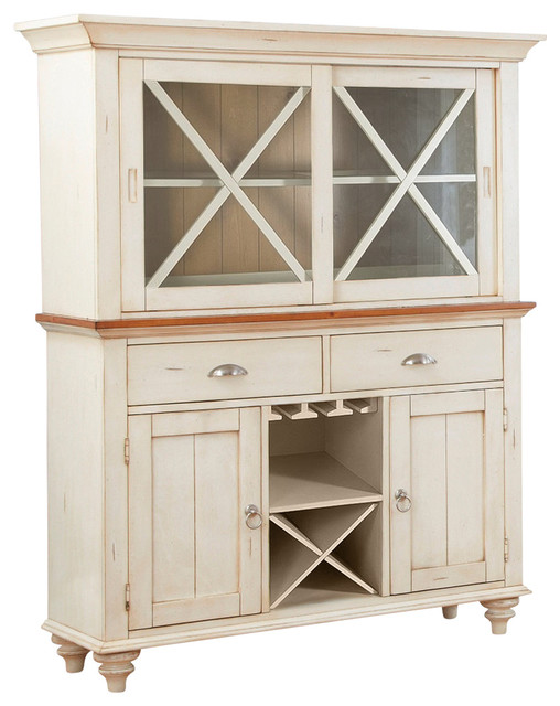 Liberty Ocean Isle Buffet With Hutch Bisque With Natural Pine