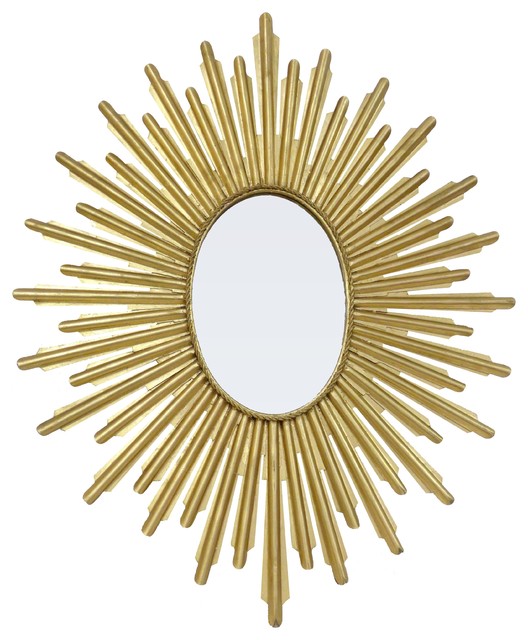 Oval Starburst Mirror Antique Gold Contemporary Wall Mirrors By Dessau Home Houzz