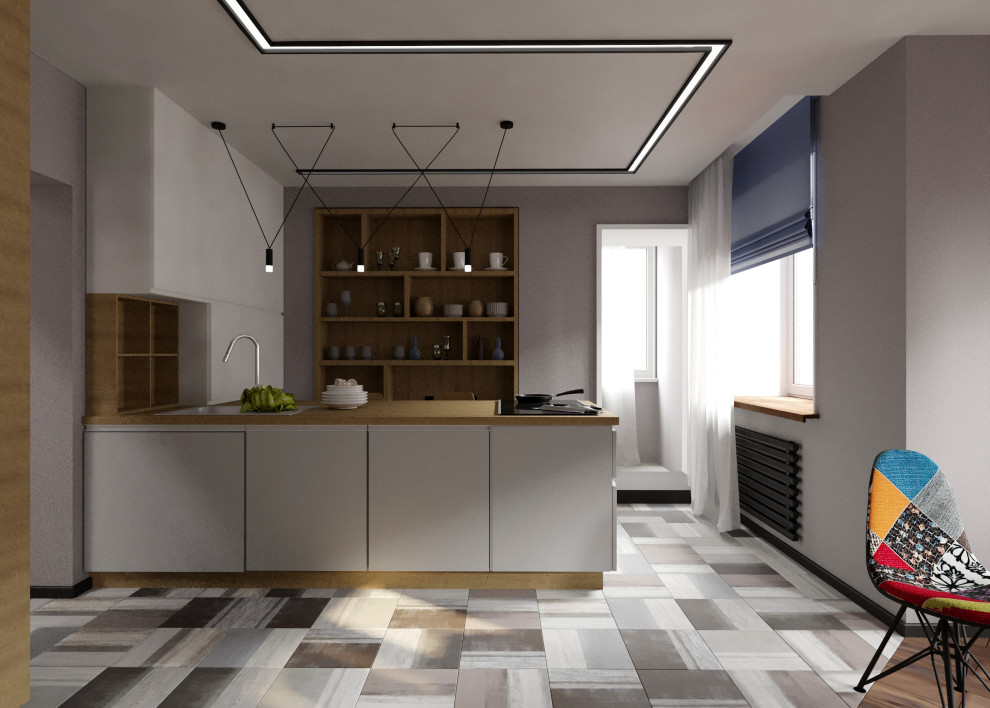 Интерьер двухуровневой четырехкомнатной квартиры