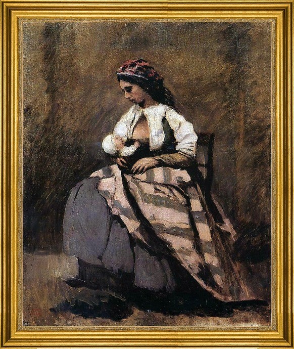 Jean-Baptiste-Camille Corot-16"x20" Framed Canvas