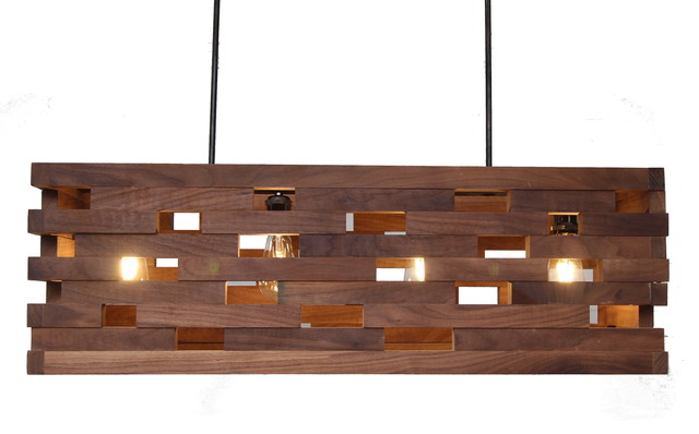 mid century modern wood chandelier