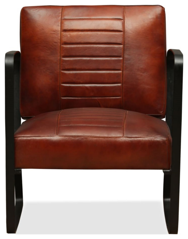 vidaXL Lounge Chair Brown Genuine Leather Industrial Armchairs And