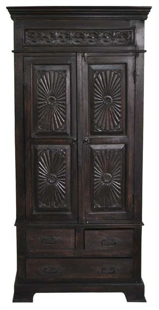 Lincoln Study Traditional Hand Carved Solid Wood Armoire With Drawers Armoires And Wardrobes By Sierra Living Concepts - Solid Wood Black Armoire Lincoln Study Traditional Hand Carved Solid Wood Armoire With Drawers Armoires And Wardrobes By Sierra Living Concepts - Solid Wood Black Armoire