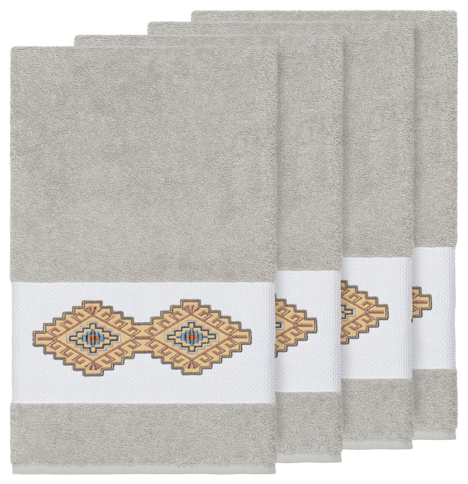 Gianna 4 Piece Embellished Bath Towel Set, 27" x 54" Southwestern