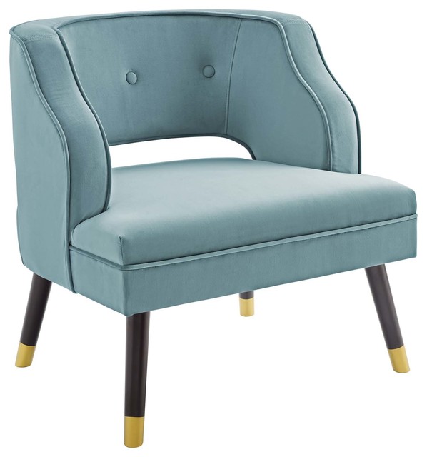 Traipse Button Tufted Open Back Performance Velvet Armchair