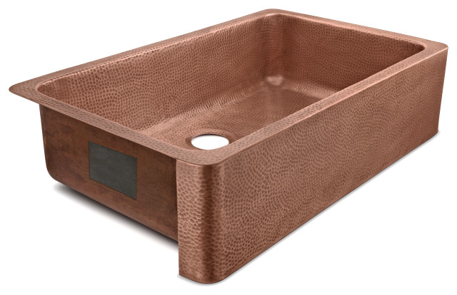 Porter Farmhouse Apron-Front Handmade 36" Single Bowl Sink, Antique Copper