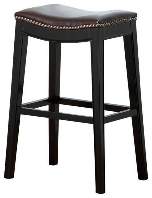 abbyson rivoli grey leather nailhead trim counter stool