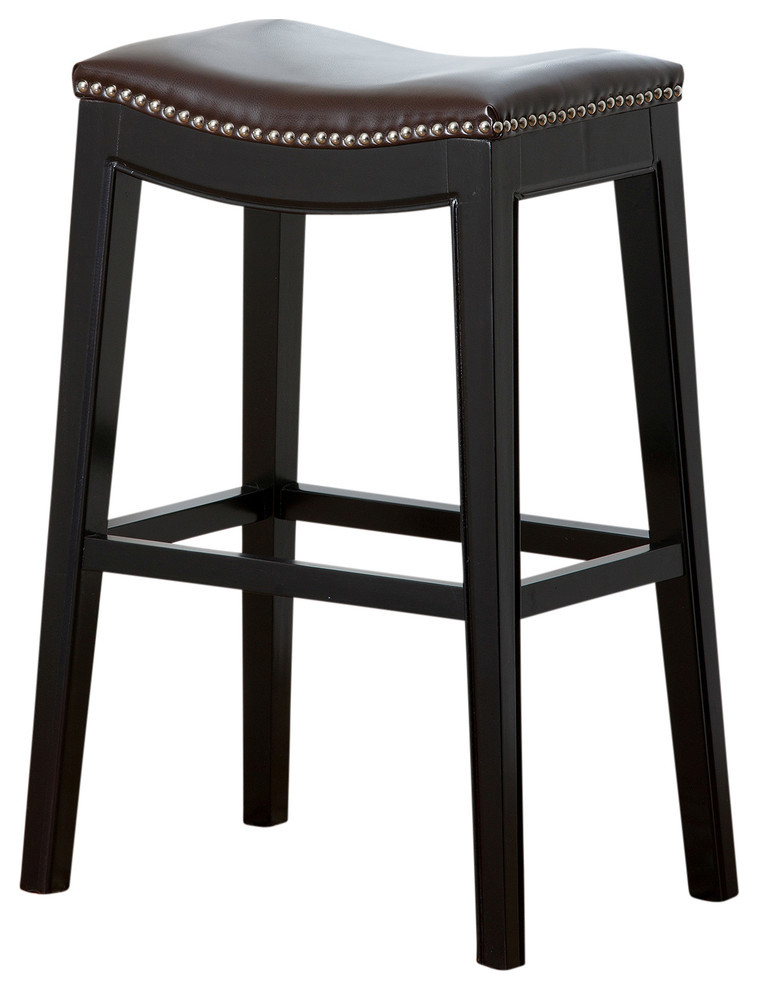 abbyson rivoli grey leather nailhead trim counter stool