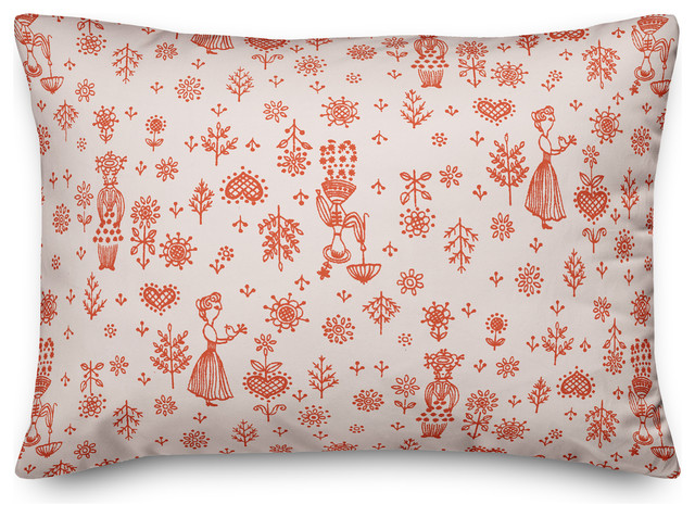 Whimsical Women In Pink Throw Pillow Contemporary Decorative Pillows By Designs Direct Houzz