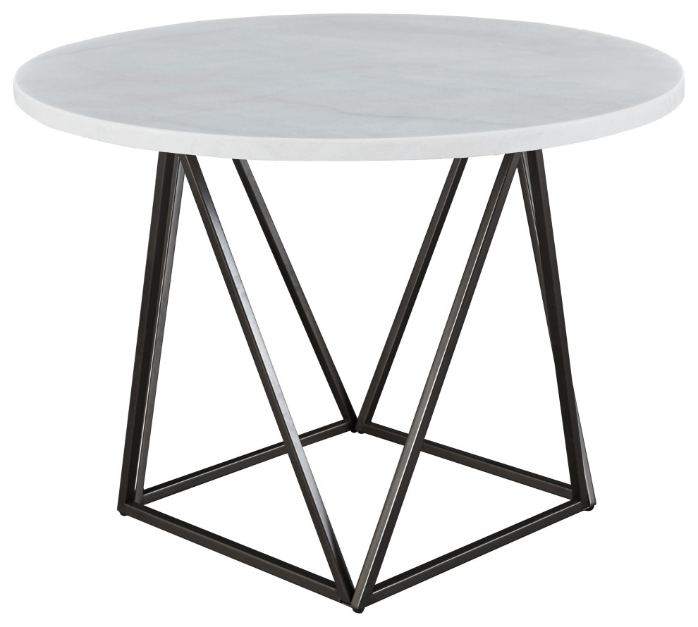 Ramona White Marble Top Round Dining Table