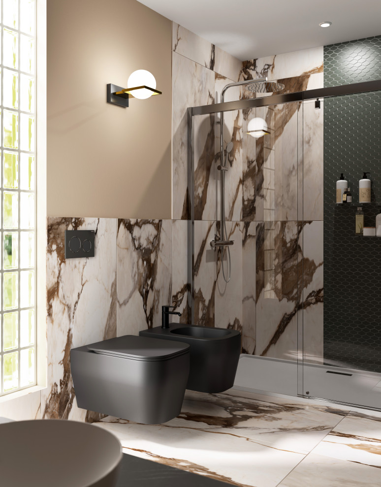 Arredare un bagno glamour che sfrutta bene la luce Minimalistisch