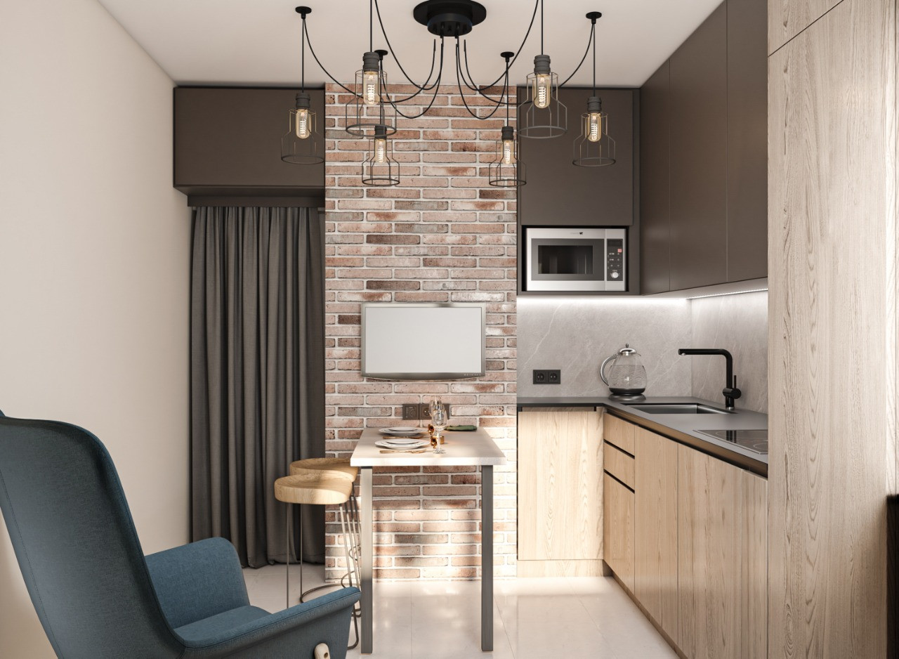 Визуализация кухни вид с окна