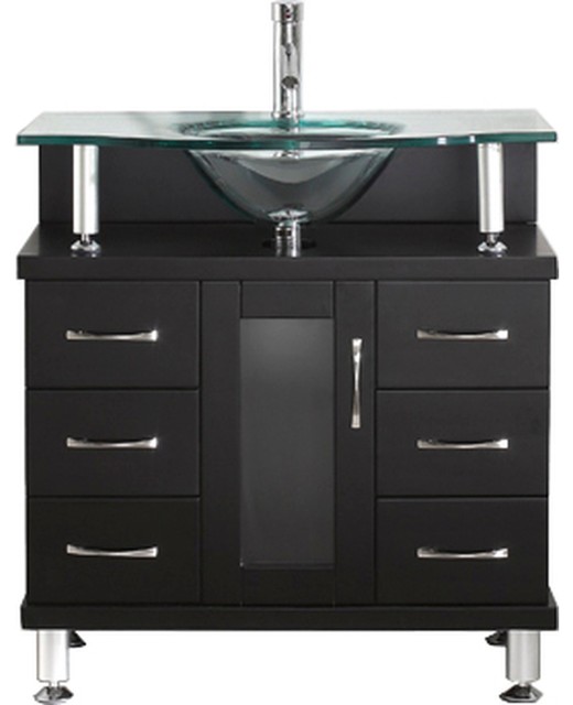 Virtu Vincente 32" Single Bathroom Vanity, Espresso Contemporary