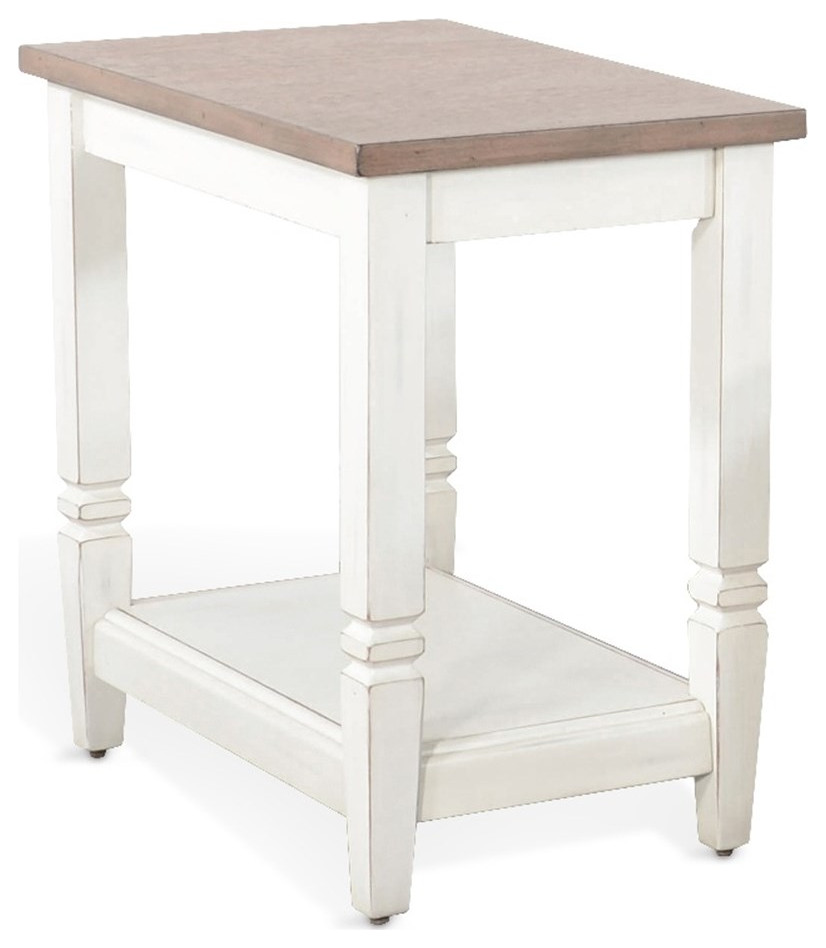 Sunny Designs Pasadena Farmhouse Mahogany Chair Side Table in Off White