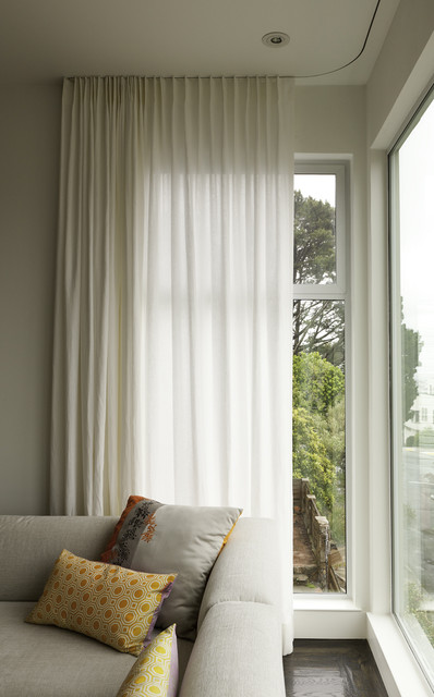 Modern curtains on recessed track