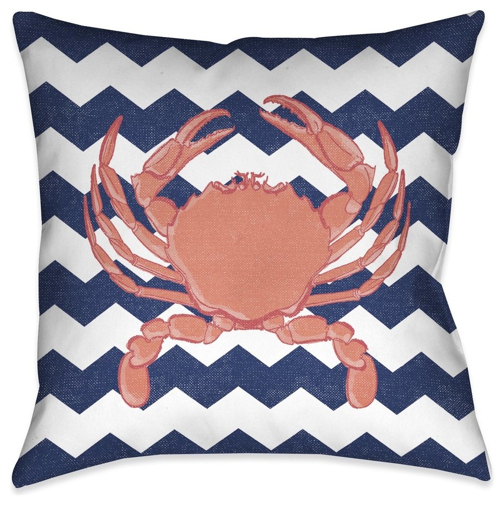 Crab Chevron Decorative Pillow, 18"x18"